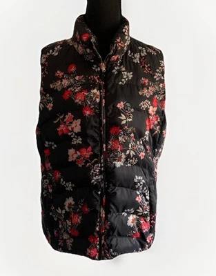 Chaleco Loft Ann Taylor Para Mujer Estampado Floral Puffer Cremallera Completa Talla M Negro Foto 1 de 4