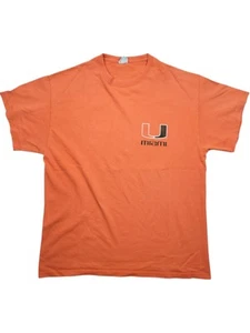 Vintage University Miami Hurricanes Double Sided Mascot T Shirt Mens Size L - Picture 1 of 8