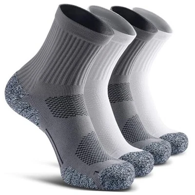  Calcetines deportivos de compresión acolchados para hombre grandes 4 pares (gris 2, blanco 2) Foto 1 de 4