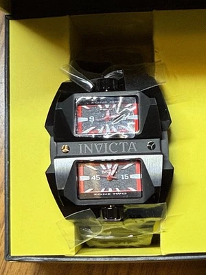 New Invicta 41709 Akula 50mm Black/Red Duel Time Push Button Butterfly Clasp - Image 1 of 4