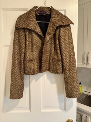 Ralph Lauren Purple Label Vintage Tejido Dorado Mujer Chaqueta Talla 10 Foto 1 de 4