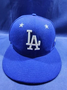 Los Angeles Dodgers New Era Hat Blue 59FIFTY Fitted Cap 7 3/8  - Picture 1 of 10