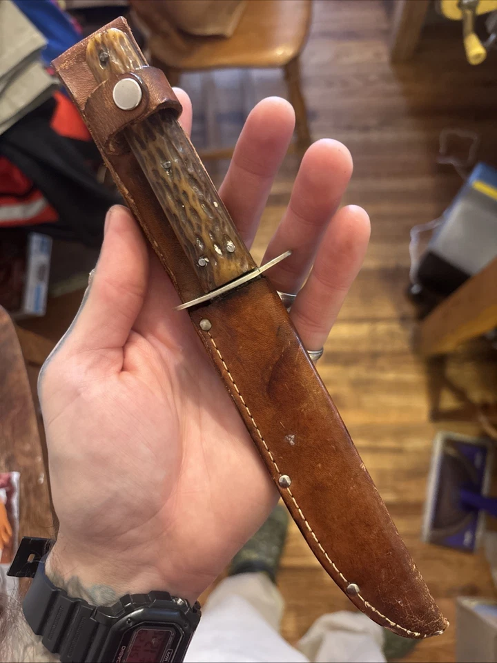 Vintage Crane Brand Cutlery Bowie Knife & Sheath Kissing Crane Robert Klass - Image 1 of 4