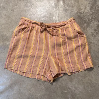 Pantalones Cortos Lane Bryant Para Mujer Talla 18/20 Multi Rayas Mezcla de Lino Pull On Suave Slub Foto 1 de 4