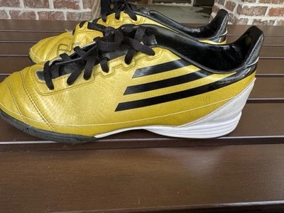 ADIDAS Youth MESSI F50 LEAGUE TURF SOCCER SHOES YellowWHITE BLACK Size 5.5 US - Image 1 of 4