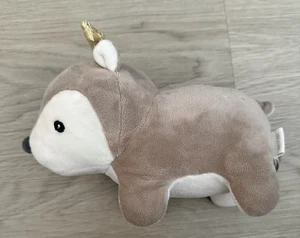 H&M Home Gordito Reno Moca Marrón Peluche 8" Peluche Cuernos de Ciervo Dorado - Imagen 1 de 8