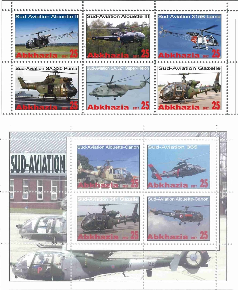 Stamp blocks complete Sud Aviation 2018 Abkhazia issue - Image 1 of 1