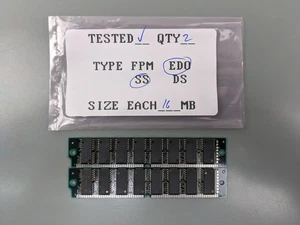 (2) Lite On 16MB EDO SIMMs, 72-pin RAM Memory Sticks (32MB Total) - Picture 1 of 3