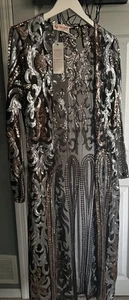 Southern Fried Chics Medium Silver & Rose Gold Sequin With Black Duster - Picture 1 of 11