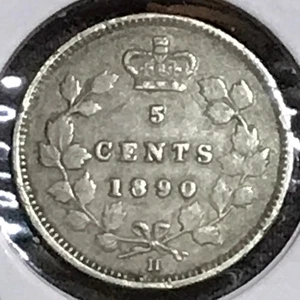 Kanada 5 Cent Silber KM 2 Prem ss kleine Randmarken 1890 - Bild 1 von 2