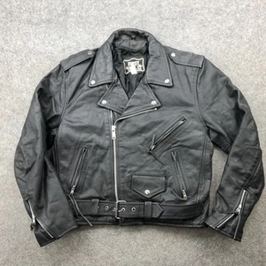 Vintage First Lederjacke Herren 40 Biker Motorrad Gürtel Reißverschluss Punk 90er - Bild 1 von 9