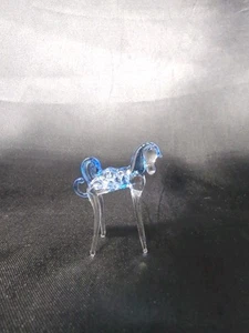 Mini Klar + Blau Glas Pferd Figur Pferd Pony Figur Tier Reiter Neu - Bild 1 von 4