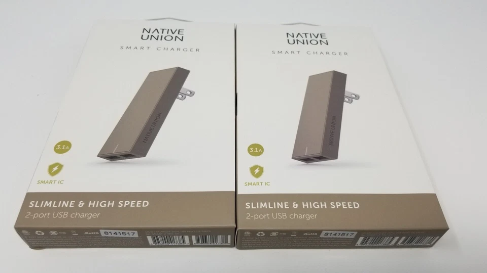 Paquete de 2 Cargador Inteligente Native Union SLIM Alta Velocidad Doble 2 Puertos USB 3.1 TOPO NUEVO Foto 1 de 1