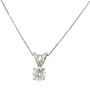 14K Weißgold Solitär Anhänger 0,80 Karat runder Diamant - Bild 1 von 6
