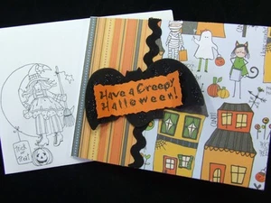 ¡Tarjeta de Halloween hecha a mano con estampilla! Brujas en sobre GLITTER BAT - Imagen 1 de 1