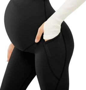 JOYSPELS Maternity Leggings Over The Belly with Pockets Non-See-Through Workout. - Picture 1 of 6