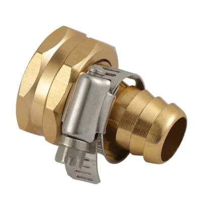 TOPZONE Brass Plated Aluminum 5/8" In Female Thread Garden Hose Repair Mender w/ Clamp