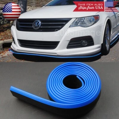 1.3" w Black w/ Blue Trim EZ Fit Bumper Lip Splitter Chin Splitter For Dodge - Image 1 of 3