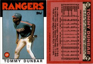 Tommy Dunbar 1986 Topps Baseball Card 559  Texas Rangers