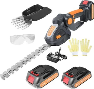21V Cordless Hedge Trimmer & Grass Shear with 2 PCS Battery - 2 in 1 Handheld E - Picture 1 of 6