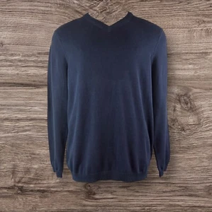 Eddie Bauer Sweater Men’s XL Tall V Neck Cotton/Nylon Solid Navy Blue (83) - Imagen 1 de 9
