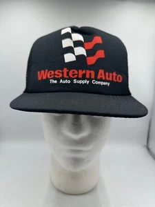 Cappello camionista vintage western auto nero snapback rete schiuma fornitura automatica - Foto 1 di 8