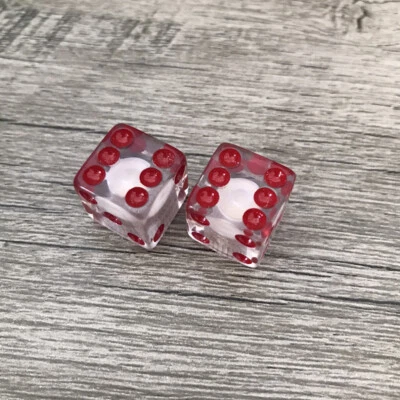 2X Clear Dice Red Dots Valve Stem Cover Caps Car Truck Bike Motorcycle Bicycle  - Image 1 of 2
