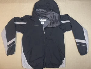 COLUMBIA Vintage Youth 18/20 Hooded Zip Up Jacket Waterproof Mesh Lined Black - Picture 1 of 11