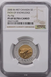 Kanada 2000 2 Dollar Gold NGC PF69 UC BI-MET PATH OF KNOWLEDGE Au-Ag AGW: 0,1846 - Bild 1 von 2