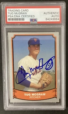 Tug McGraw Signed 1988 Pacific #96 Baseball Card Mets WSC Autograph PSA/DNA - Image 1 of 3