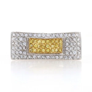 Yellow & White CZ Cocktail Ring Sterling Silver 925 Statement Women's Size 8.5 - Picture 1 of 9