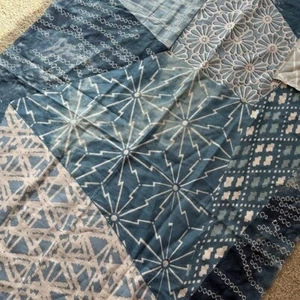 Tessuto Katazome Designer 100% lino made in Thailand campione 36 per 52,5 pollici - Foto 1 di 10