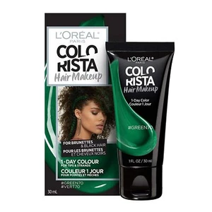 2 PACK L'Oreal Paris Hair Makeup Temporary 1-Day Hair Color for Brunettes, Green - Picture 1 of 4