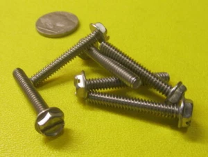 18-8 Stainless Hex Washer Head Slotted Bolt Machine Screw 10-24 x 1 1/4", 75 pcs - Picture 1 of 12