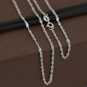 Cadena genuina de 18 quilates sólida WG Singapur 45 cm hecha en Italia - Imagen 1 de 6