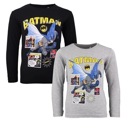 DC Comics Batman Jungen langarm T-Shirt Kinder Shirt 104-134 Schwarz oder Grau - Bild 1 von 4