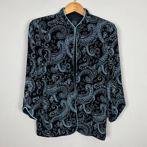 Chaqueta Alex Evenings Mujer XL Negra Azul Brillante Paisley Elastizada Formal EE. UU. - Imagen 1 de 10