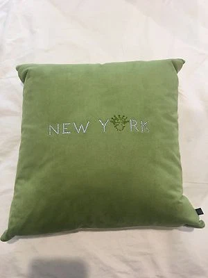 Ultra Bella Green Suede Swarovski Crystal Pillow New York - Image 1 of 4