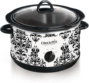 Crock Pot 4.5 Quart Manual Slow Cooker, Damask Pattern, White - Picture 1 of 2