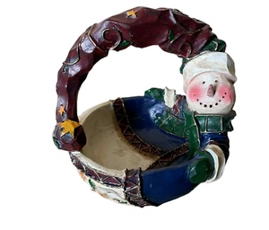 Resin Snowman Shaped Basket for Potpourri and Christmas Decor - Picture 1 of 4