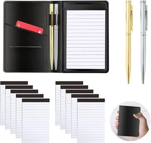 13 Pcs Mini Pocket Notebook Set with Leather Pocket Notepad Holder and Pen - Picture 1 of 1
