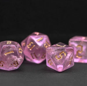 Light Pink Shimmer/ Transparent Shimmer Acrylic Polyhedral Dice / D&D Dice Set - Picture 1 of 5