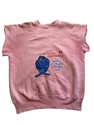 Vintage 1960s Help Beautify America Short Sleeve Sweatshirt Crewneck Funny Large - Image 1 of 4