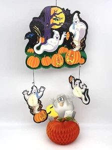 Halloween Jack O’ Lanterns & Ghosts Cardboard Die Cuts - Honeycomb - Amscan Vtg - Picture 1 of 20