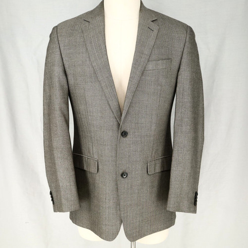 Cappotto sportivo Michael Kors uomo 40L grigio seta lana spina di pesce giacca blazer