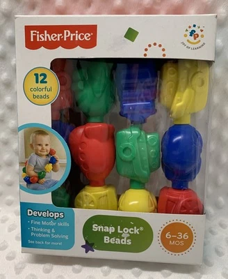 Fisher Price SNAP-LOCK BEADS 12 contas coloridas para veículos 6-36 meses seladas - Imagem 1 de 4