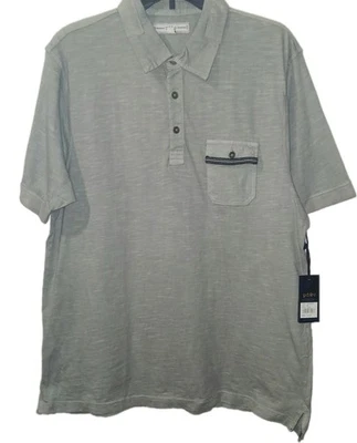 PD & C Heathered Gray Men's Polo Shirt Medium Front Pocket Short Sleeve - Image 1 of 4