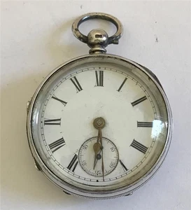 Antique English Pocket Watch Sterling Silver Lever Fusee Key Wind 1890 WGH - Picture 1 of 10