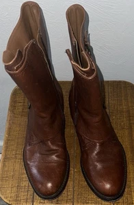 Womens Brown Leather Vero Cuoio Boots Size 6 Riding Boots Horses Cowboy Western - Picture 1 of 9