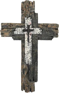 Taprion Modern Rustic Wall Cross Christian 13L x 8W, Brown Wood Tones  - Picture 1 of 7